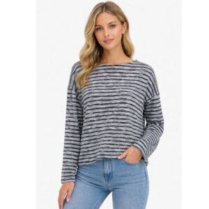 ZARA trafaluc basic long sleeves stripes blue gray shirt blouse top Medium